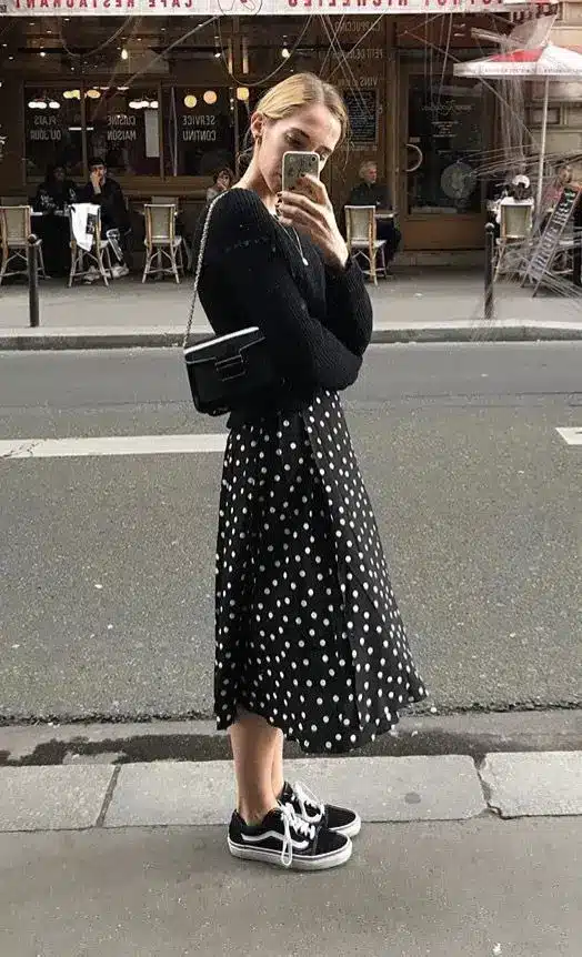 black polka dot skirt fashion